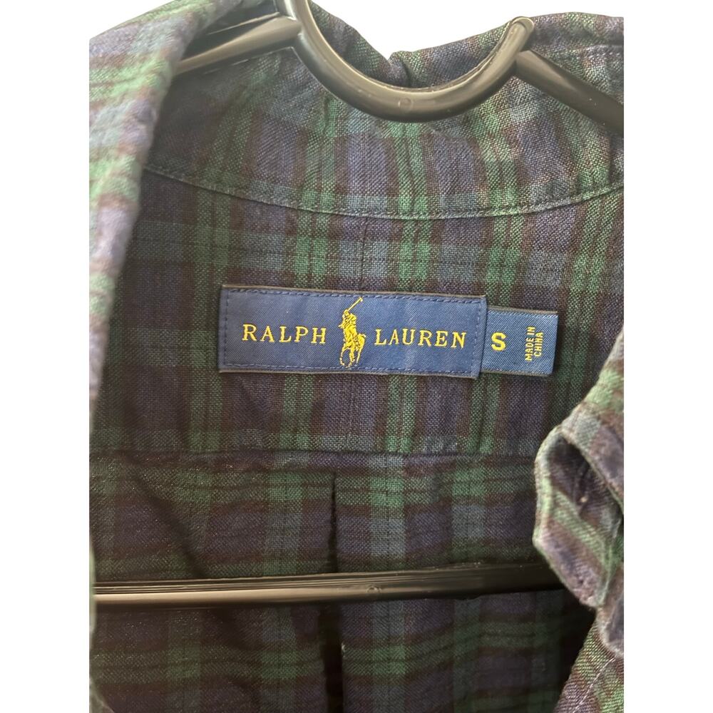 Ralph Lauren Plaid Button Down Shirt Men Small Blue Green Pony Logo Cotton - Picture 11 of 13
